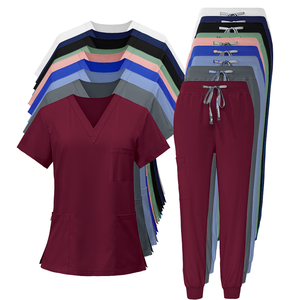 Fashionable Custom Logo Woven Short Sleeved Pharmacy Women Dental Medical Work Wear Nursing Hospital Uniforms Scrubs Sets